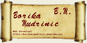 Borika Mudrinić vizit kartica